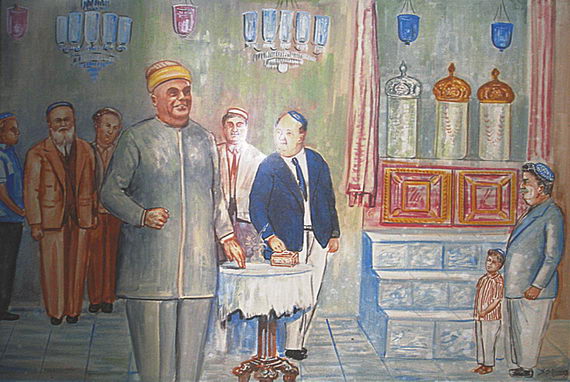 Фреска в интерьере синагоги в Кочине