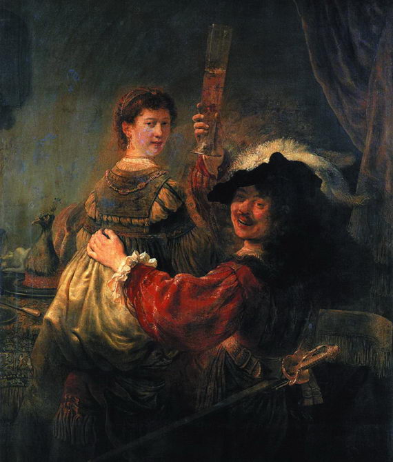 Автопортрет с Саскией. Рембрандт Харменс ван Рейн. Ок. 1635. Художественная галерея, Дрезден