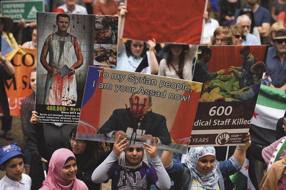 Демонстрация в Сиднее против режима Башара Асада и действий российских ВКС. 11 октября 2015