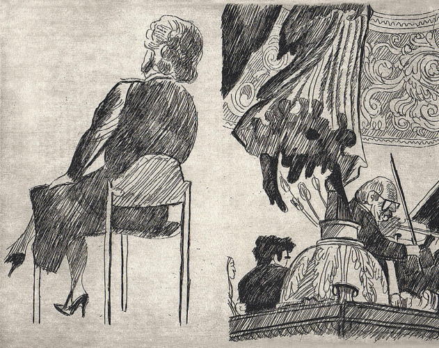 Виктор Дувидов. Декабрьские вечера. Ирина Антонова, Исаак Стерн. Собрание А. А. и А. М. Хвалебновых. Предоставлено галереей «Ковчег»