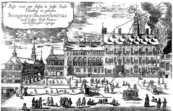 Здания биржи и городского совета Гамбурга. Гравюра. Гамбург. 1680-е годы
