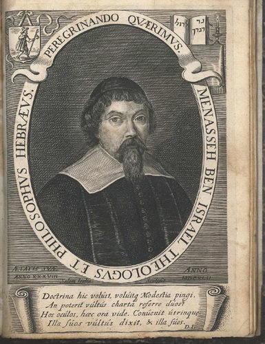 Портрет Менаше бен Исраэля из книги «De immortalitate animae» («Sefer nishmat hayim»). Гравюра. Амстердам. 1651 