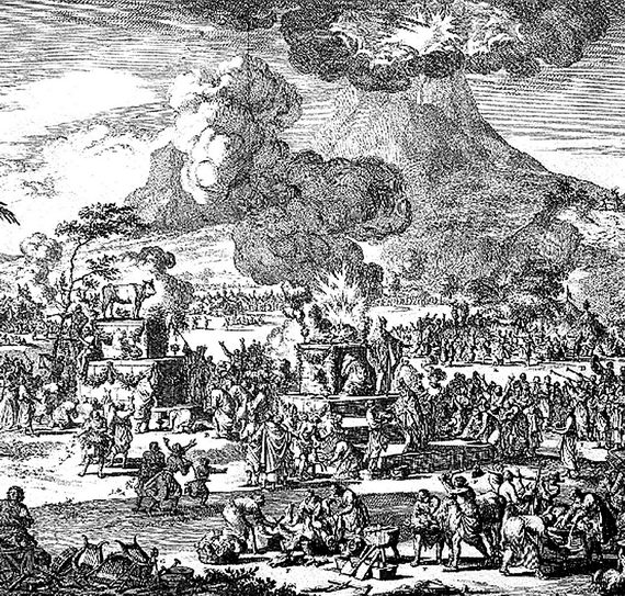 Поклонение золотому тельцу. Ян Лейкен. Гравюра. Амстердам. 1708