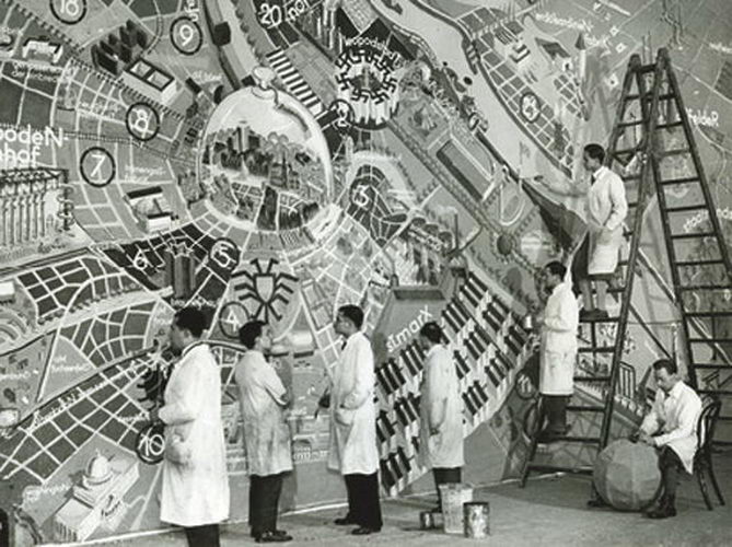 План Вены в 3000 году. Выполнен для бала в Доме художника. Мастерская профессора Зигфрида Тайса. 1933. © Archiv Künstlerhaus