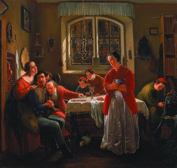 Возвращение добровольца с Освободительной войны к своей семье, все еще живущей согласно старым традициям. 1833–1834.Еврейский музей в Нью‑Йорке