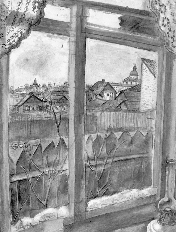 Вид из окна. Витебск. Марк Шагал. Без даты. Государственная Третьяковская галерея